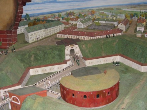 Makieta fragmentu Twierdzy Bobrujskiej, gdzie w 1918 roku usypano Kopiec Dobrowczyków (Bobrujskie Muzeum Krajoznawcze).