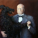 George Smith. Winston Churchill i jego czarny pies. Olej. Płótno 100x120