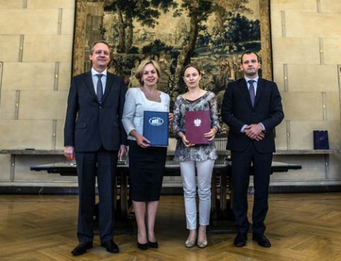 Ambasador RB w Warszawie Aleksander Averyanov, wiceminister spraw zagranicznych Białorusi Elena Kupczyna, podsekretarz stanu w MSZ RP Katarzyna Pełczyńska-Nałęcz oraz dyrektor Departamentu Dyplomacji Publicznej i Kulturalnej MSZ RP Tomasz Szeratics, fot.:mfa.gov.by
